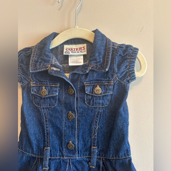 Vintage Carters Denim Top with Ruffles, Size 3-6 mo - Picture 3 of 7